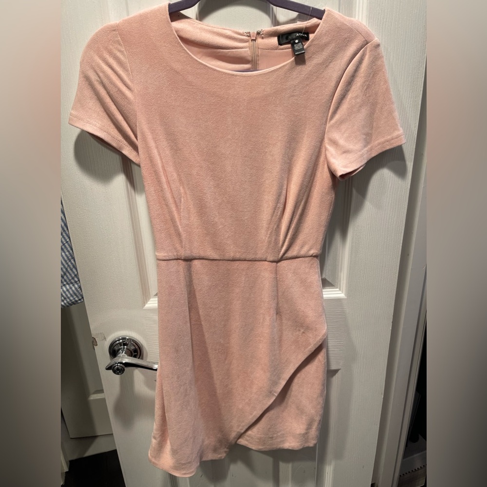 AQUA brand faux suede blush mini dress new bought from Bloomingdale’s